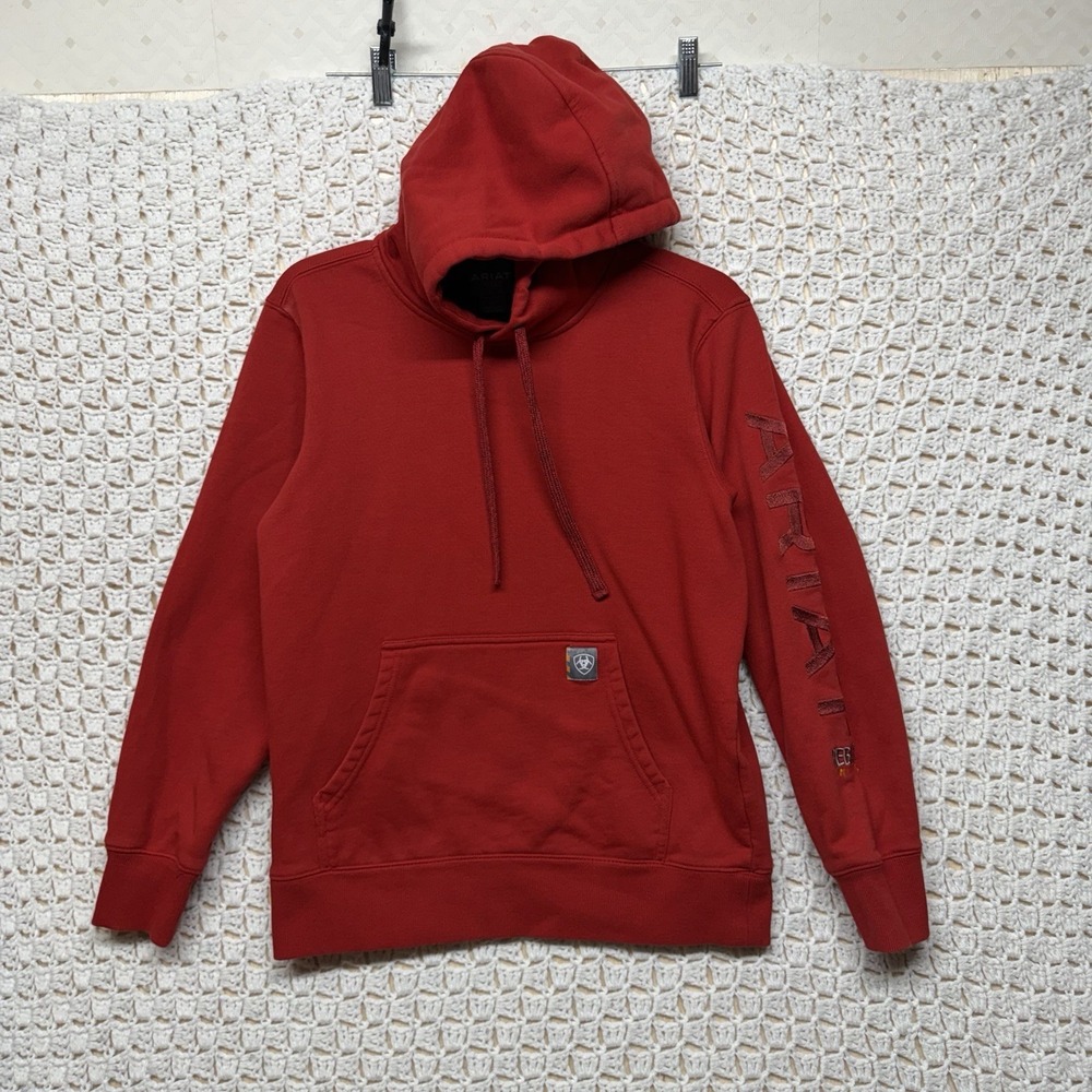 Ariat Rebar Hoodie Sweater Womens Sz S Red Pullover Western Cowgirl Embroidery